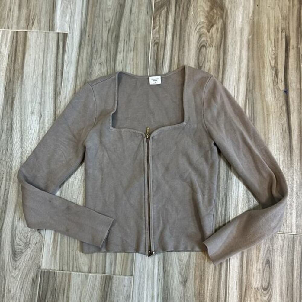 Abercrombie & Fitch Sweater Zip-Up Notch-Neck‎ Slim Top Size M Classic Preppy
